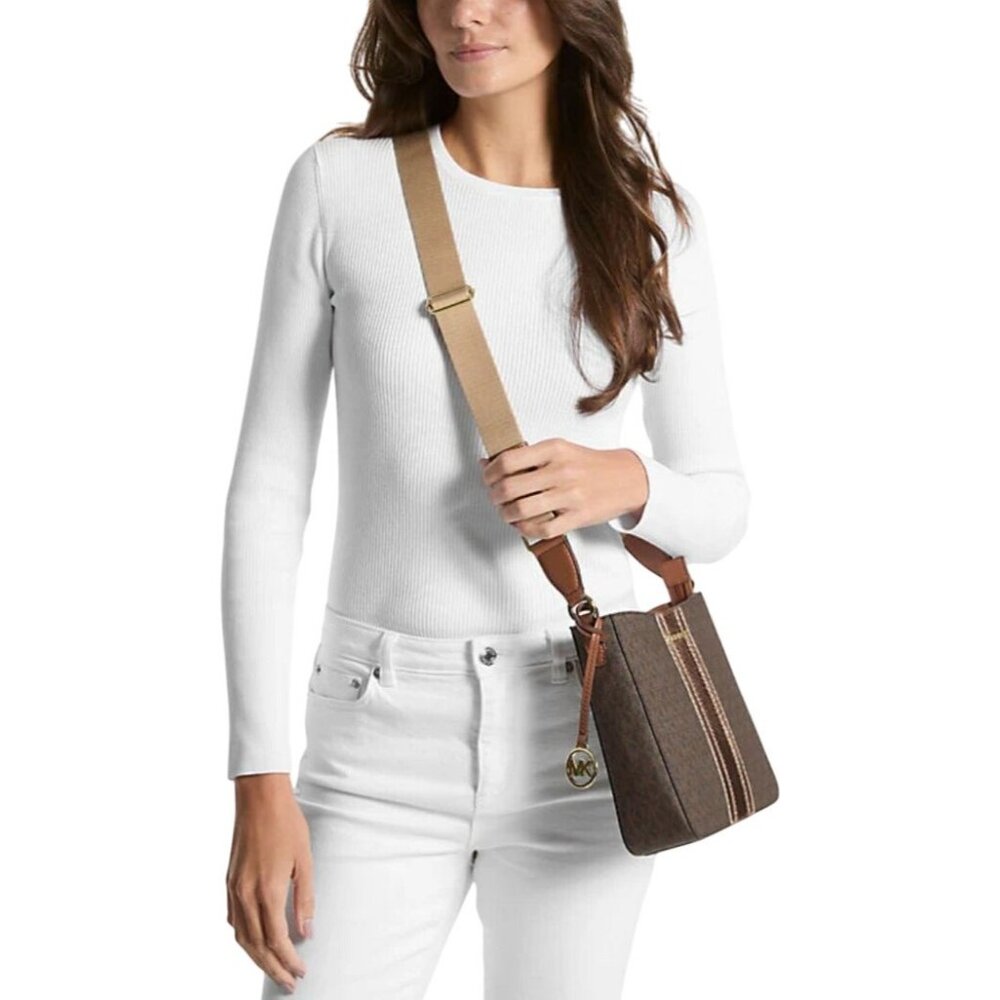NEW Michael Kors Jet Set Travel Small Messenger Crossbody Bag Brown Handbag